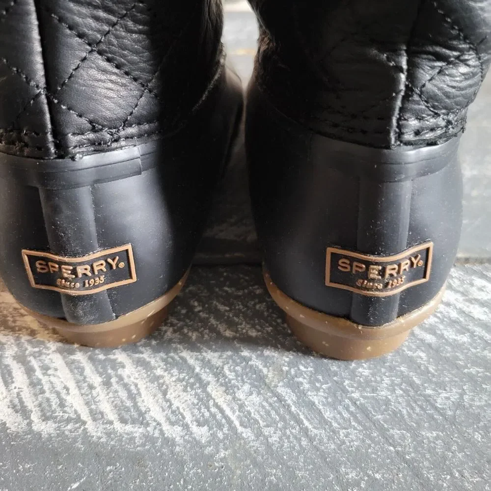 Sperry Leather Quilted Insulated Waterproof Sheepskin Duck Boots Women's Size 8M